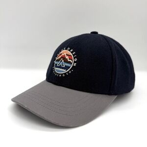 Alpine Design Mens‎ Navy Blue Grey Wool Blend Mountain Patch Snapback Hat Cap